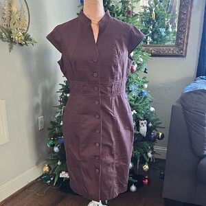 Calvin Klein Plum Button-Front Midi Dress